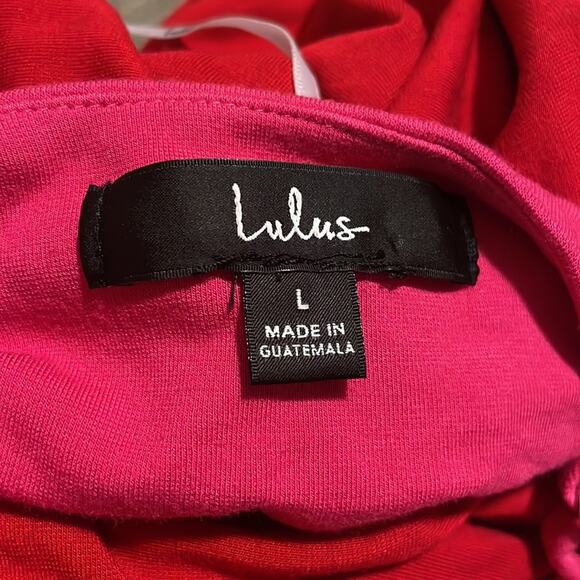 Lulus Posh Babe Red and Pink Color Block Cutout Midi Dress - Picture 5 of 7